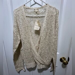 Hem & Thread Beige Open Knit Cardigan